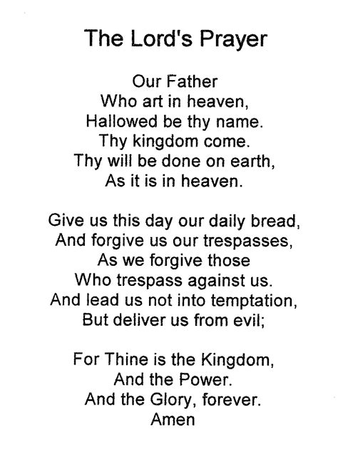 Printable Lyrics To The Prayer In English
