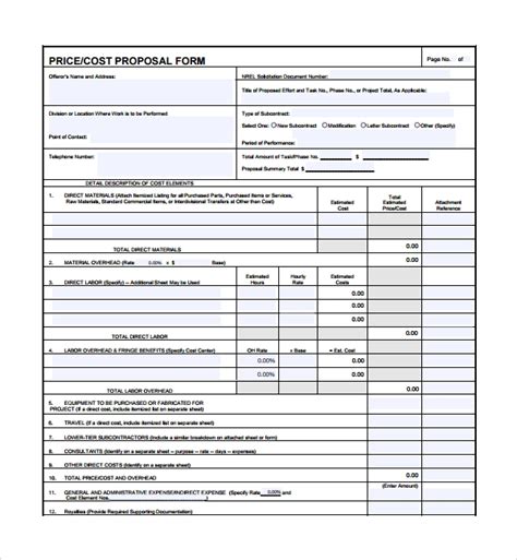 Free 17 Sample Price Proposal Templates In Excel Pdf Ms Word