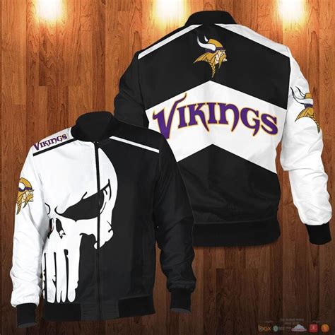 Minnesota Vikings Punisher Skull 3d Bomber Jacket • Kybershop