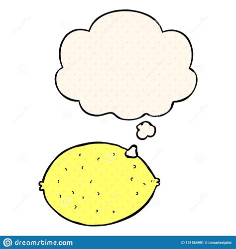 A Creative Cartoon Lemon And Thought Bubble In Comic Book Style Stock