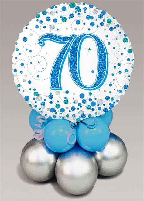 Inflated Turquoise Blue 70th Birthday Balloon Centrepiece 226720 Cp