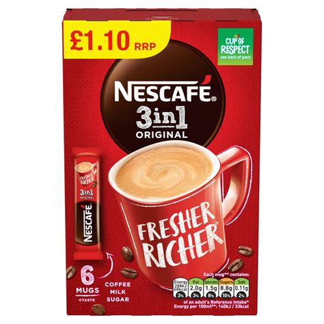 Nescafe 3in1 Original Instant Coffee 6 X 17g Sachets £110 Pmp Bb