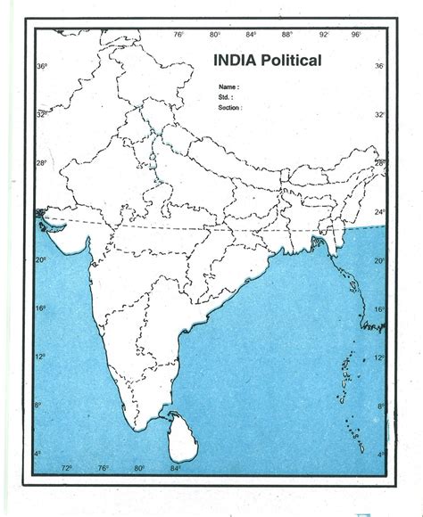 India Political Map A4 Size Pdf Map Of World