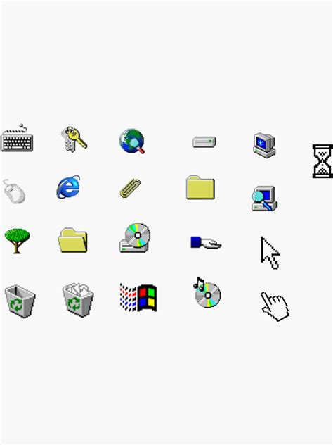 Set Of Windows 95 Icons Sticker For Sale By Dumontbast Redbubble