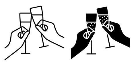 Champagne Glass Vector Hd Png Images Linear Icon Sparkling Champagne Glass Line Togetherness