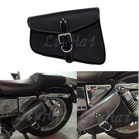 1piece Black Motorcycle Pu Leather Left Side Saddlebag Saddle Bag
