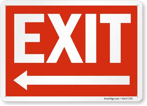Exit Sign With Left Arrow By Smartsign 10 X 14