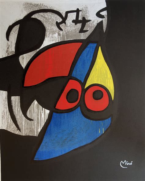 Joan miró at home in his studio in palma de mallorca, c1977. Joan MIRO : L'oiseau - Lithographie originale Signée - Art ...