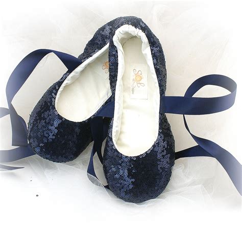 Wedding Ballet Flats Shoes Sequin Navy Blue Wedding Flats Etsy