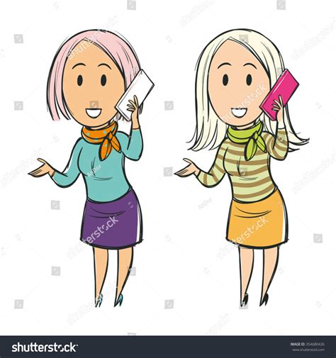 Woman Talking On Phone Smiling Cartoon Stock Vector Royalty Free 354680426 Shutterstock