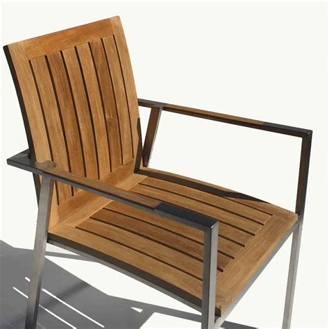 The most common teak outdoor chair material is wood. Teak- Steel Outdoor Stacking Chair - Alzette - Teak Patio ...