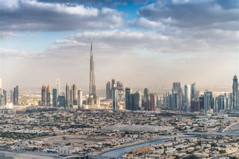 Downtown Dubai Skyline Aerial View Uae Stock Photo Image Of