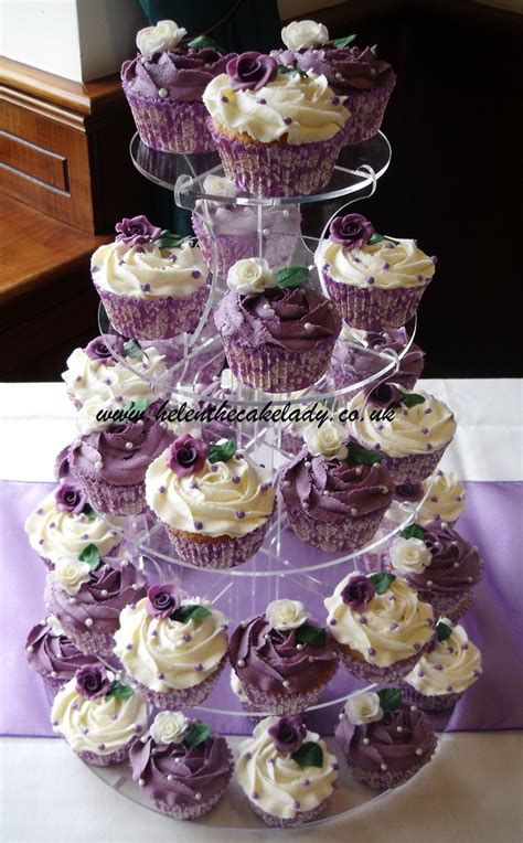 Cupcakes On Stand Cupcake Tower Wedding Purple Wedding Cakes