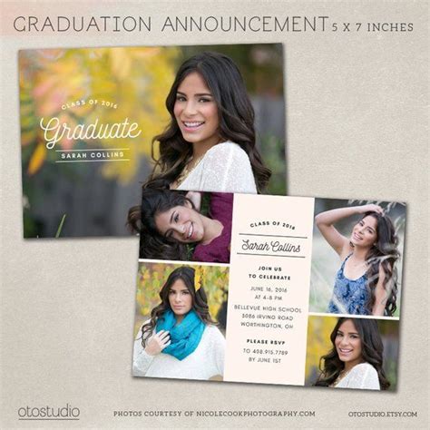 Senior Graduation Announcement Template For Photographers Psd Flat Ca
