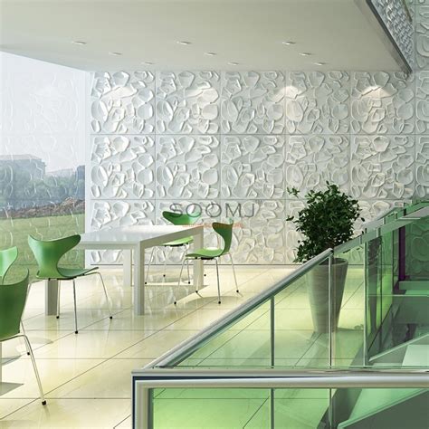 Embossed Effect Decorative 3d Wall Panels Plant Fiber Material 130
