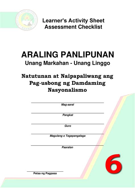 Araling Panlipunan Grade Q W Araling Panlipunan Learners Activity