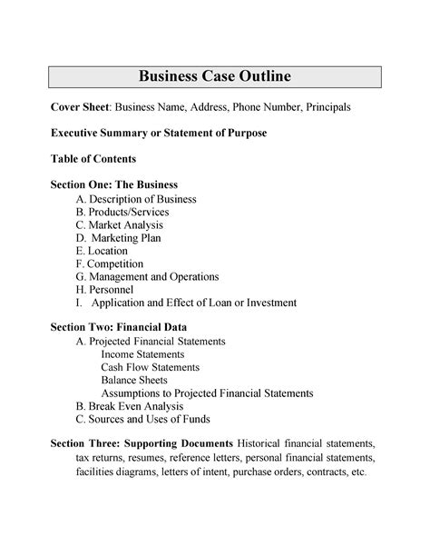 Sample Business Case Template