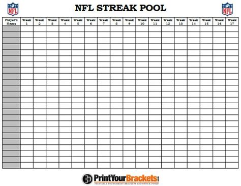 Printable Weekly Football Pool Sheet