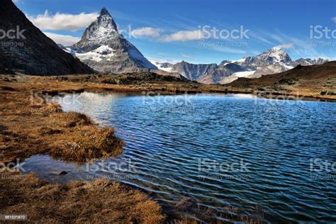 Mt Matterhorn Reflected In Riffelsee Lake Zermatt Canton Of Valais