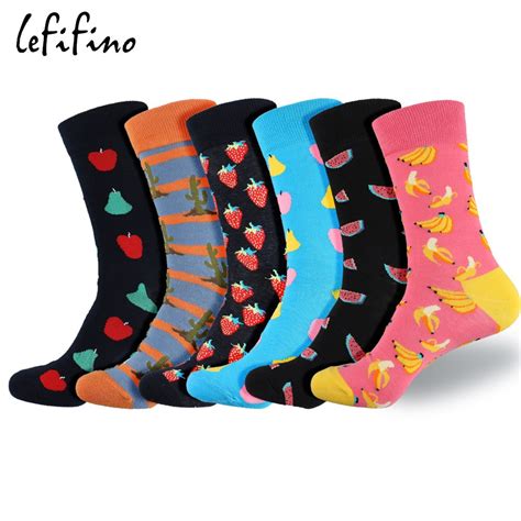 New Style Combed Cotton Men Socks Colorful Funny Fruit Socks Male Cactuswatermelonapplebanana