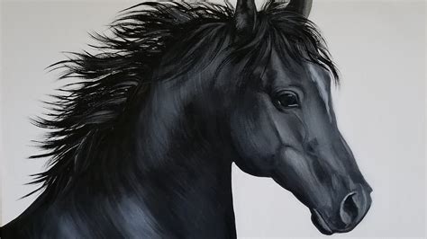 Dark Horse Original Acrylic Painting On Canvas Animal Wall Decor Urns