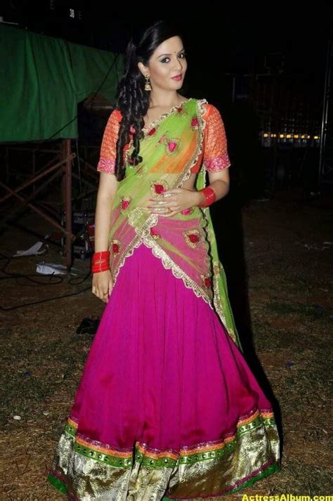 Anchor Sreemukhi Latest Stills In Pink Half Saree Actress Album