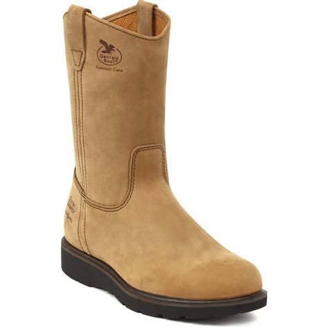 Mens Farm And Ranch 11 Tan Pull On Wellington Work Boots Georgia Boot