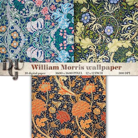 William Morris Digital Paper Pack Art Nouveau Scrapbooking Paper