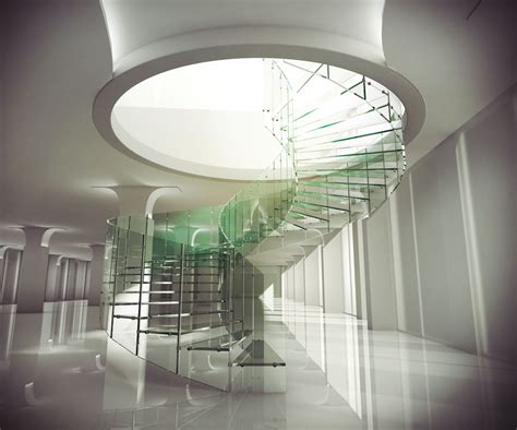 It will just need an attached handrail. Beautiful Spiral Shaped Glass Staircase With Round Tops ...