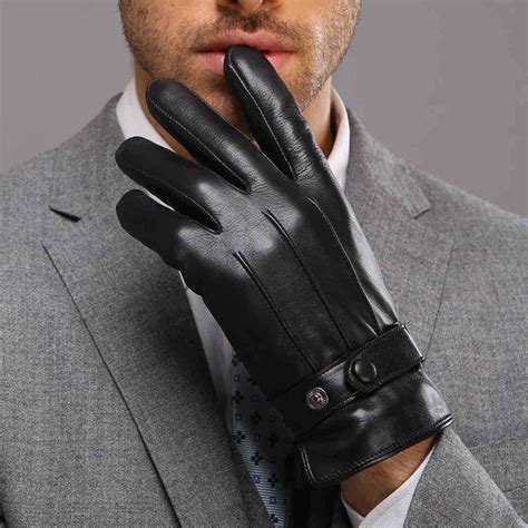 Fashion Brand Design Men Leather Gloves Thickening Thermal Plus Velvet ...