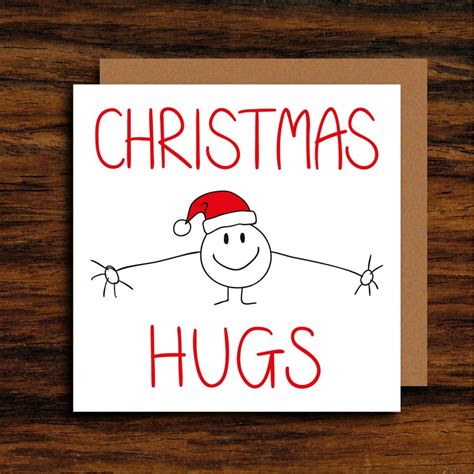 Funny Christmas Card Christmas Hugs Card Cute Christmas Etsy Cute Christmas Cards Christmas
