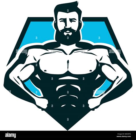 Gym Bodybuilding Logo Or Label Strong Man With Big Muscles Vector