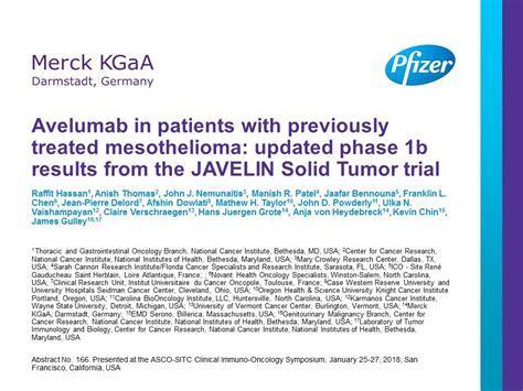 Avelumab In Patients With Previously Treated Mesothelioma