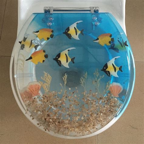 Fish Aquarium Acrylic Round Shaped Toilet Seat Blue Clear INCH EBay