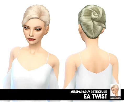 Sims 4 Hairs Miss Paraply Ea Twist Hair Retextured Solids