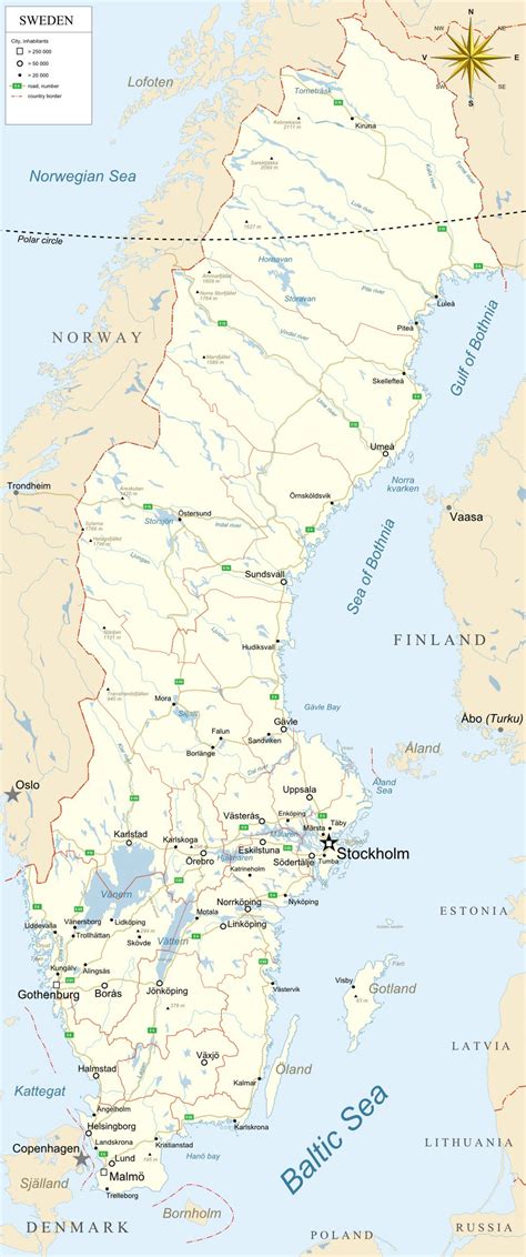 Large Map Of Sweden With Administrative Divisions Roads And Major