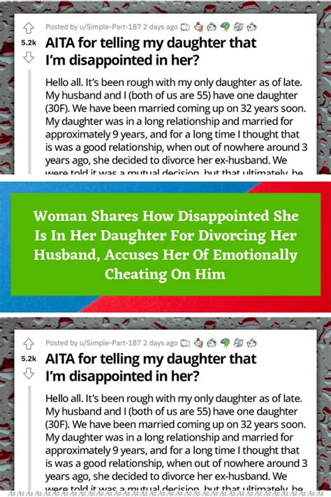 Woman Shares How Disappointed She Is In Her Daughter For Divorcing Her Husband Accuses Her Of