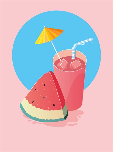 Summer Watermelon Drink 687554 Vector Art At Vecteezy