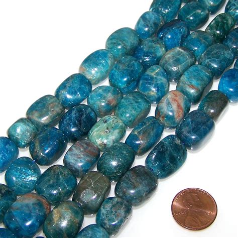 1 Strand Of Semiprecious Gemstone Large Nugget Beads Apatite
