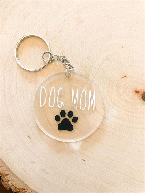 Acrylic Dog Mom Round Keychains Dog Keychain Acrylic | Etsy