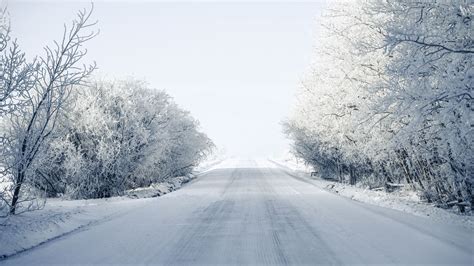 Download Wallpaper 1920x1080 Road Trees Snow Winter