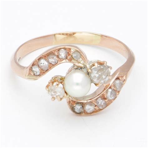 18 Karat Rosegull Ring Perle Diamant Catawiki