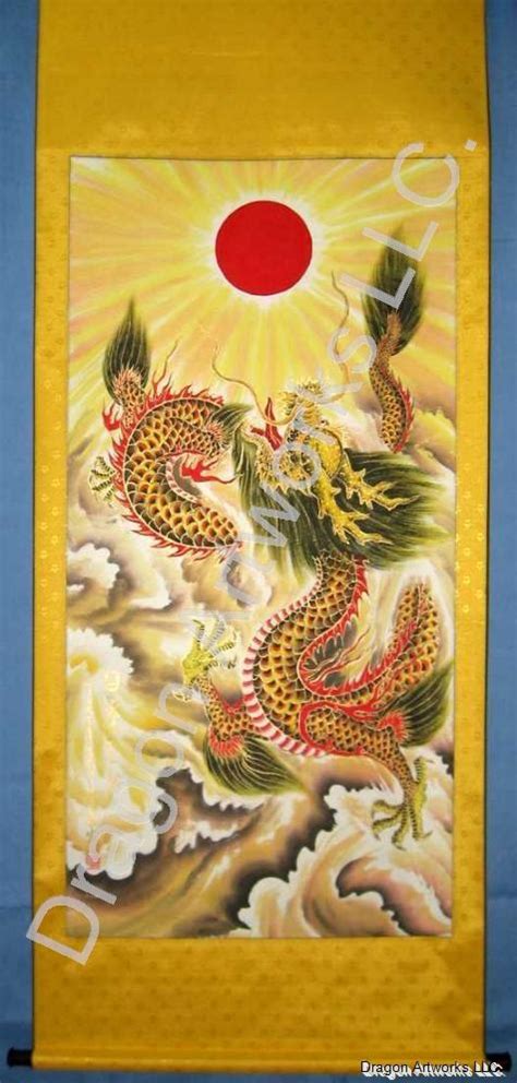 Chinese Dragon Scroll Painting Golden Dragon