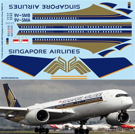 1144 Airbus A350 900 Singapore Airlines Decals For Revell Kit Tb Decal