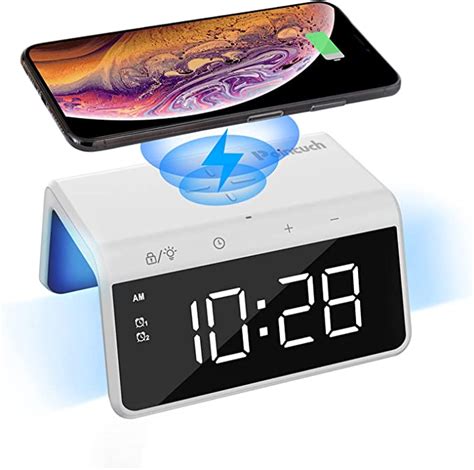 Pointuch Large Digital Alarm Clock With Qi 10w Wireless Charging