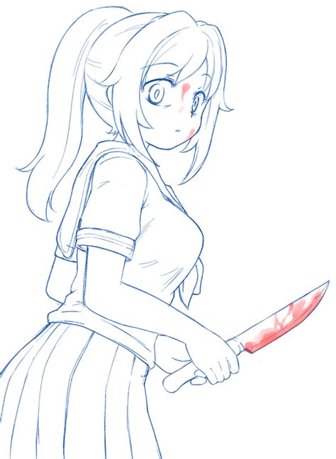 A Sketch Of Yandere Chan From Yandere Simulator Oh Thats Ketchup Don