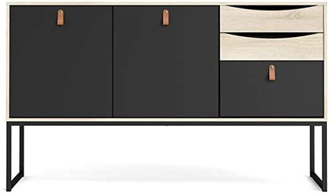 Tvilum Black Matte And Oak Structure Stubbe 2 Door Sideboard With 3 Drawers Tvilum King Bed