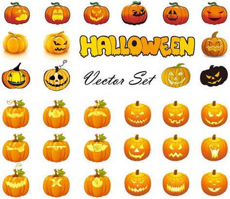 Halloween Pumpkins Mixed Icons Vector Vectors Graphic Art Designs In