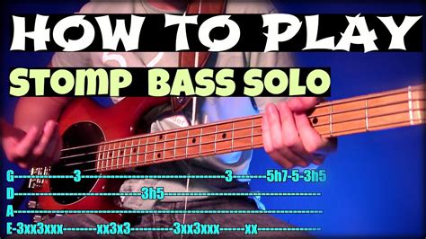 On the guitar tab, you play the chord by pressing down the 3rd fret on the low (pitch) string, 2nd fret on the. How To Play Stomp // Bass Solo // Tutorial + Tab - YouTube