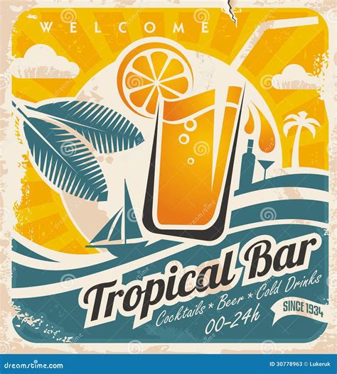 Retro Poster Template For Tropical Bar Stock Vector Image 30778963